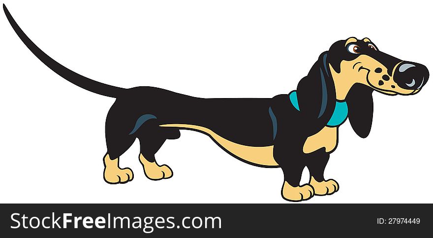 Standing cartoon dachshund