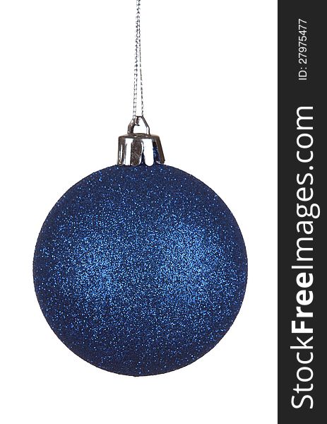 Blue christmas ball isolated on white background