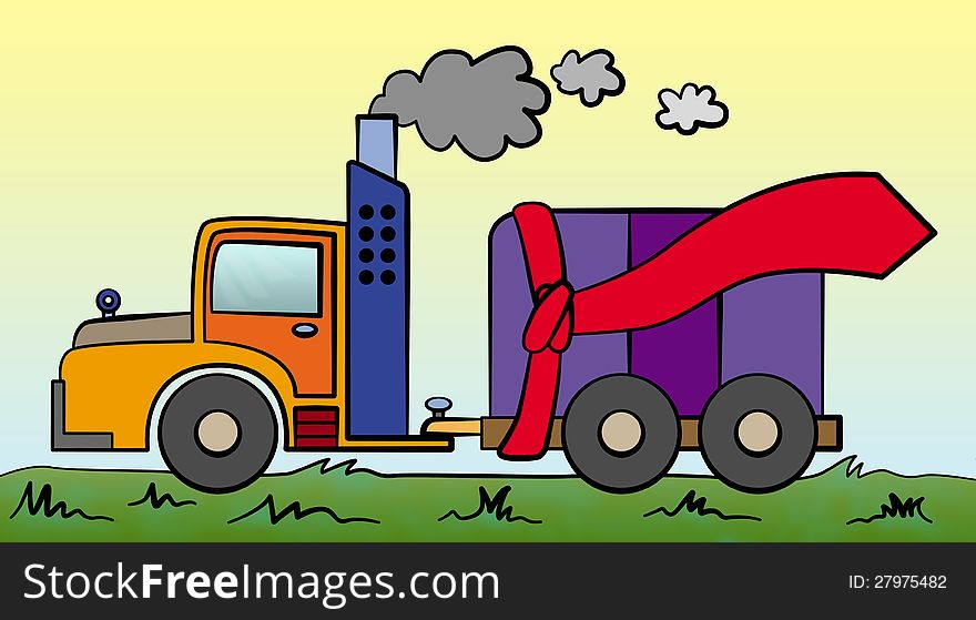 A cartoon illustration of a truck wearing a giant necktie. A cartoon illustration of a truck wearing a giant necktie