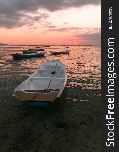 Sunset with boats