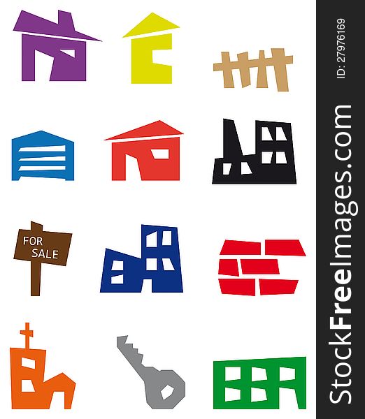 Real Estate - Vector Icon Set. Real Estate - Vector Icon Set