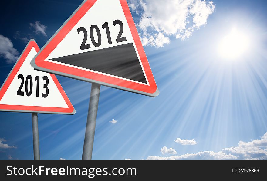 Approximation of the new year is shown by road signs