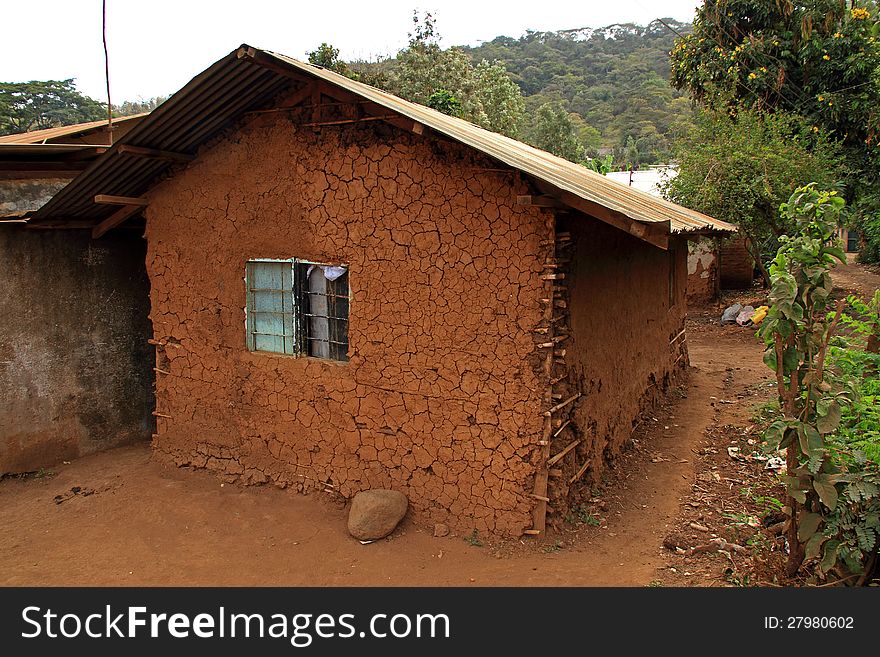 A mud and stick house in Suye, Tanzania, Africa. A mud and stick house in Suye, Tanzania, Africa