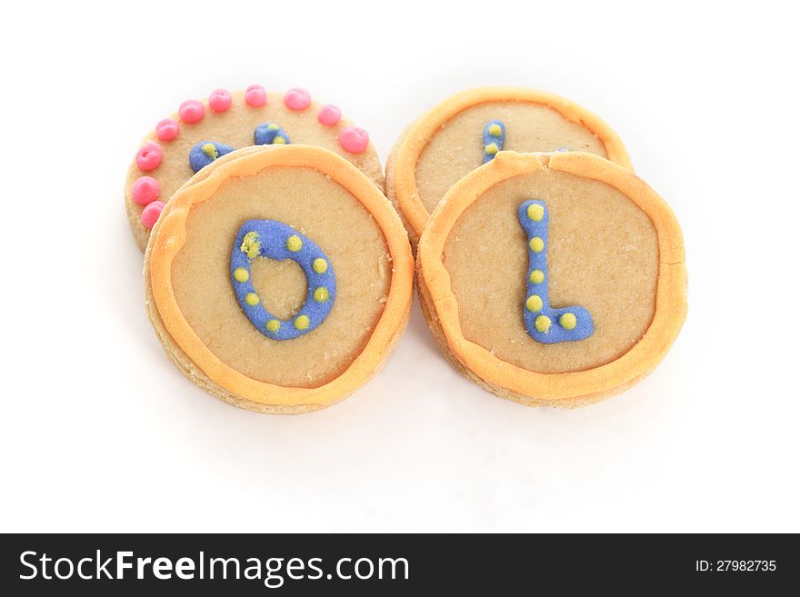 Four biscuits on white background