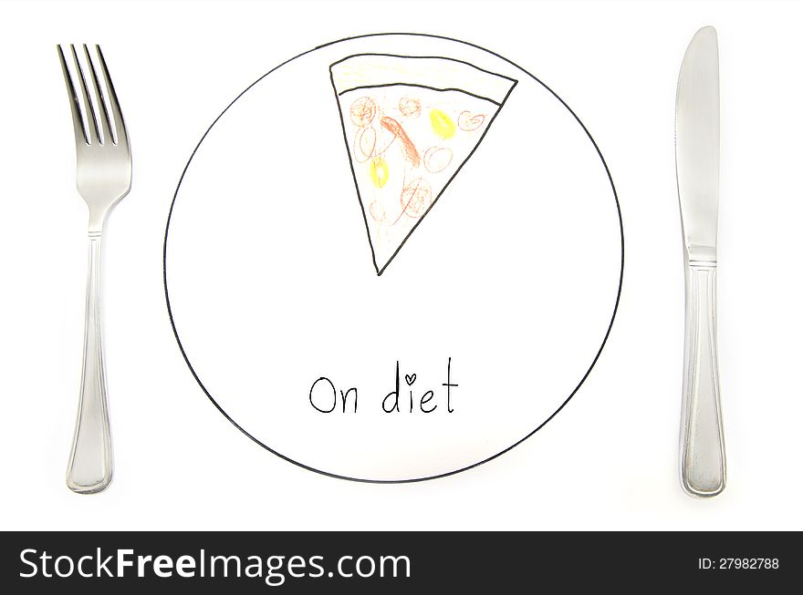 Picture of hand drawn meal. Concept of diet. Pizza slice. Picture of hand drawn meal. Concept of diet. Pizza slice.