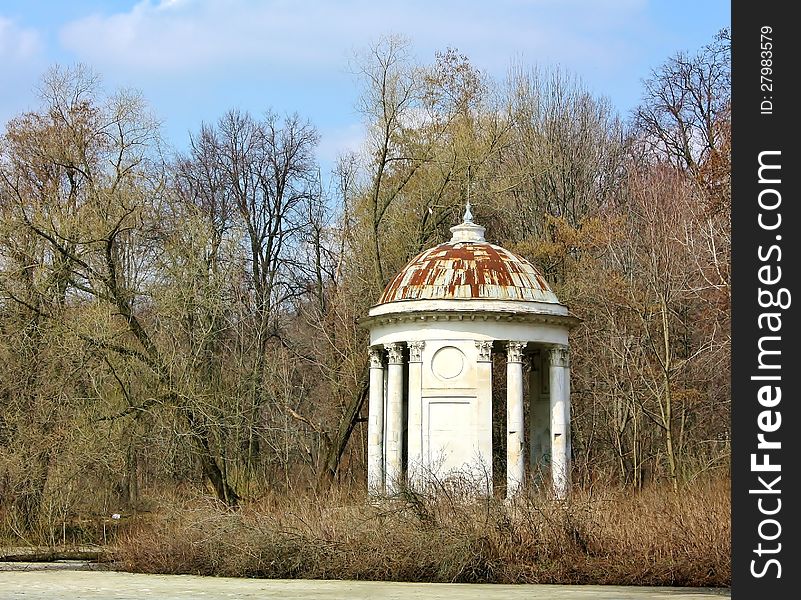 Old gazebo in  the spring forest