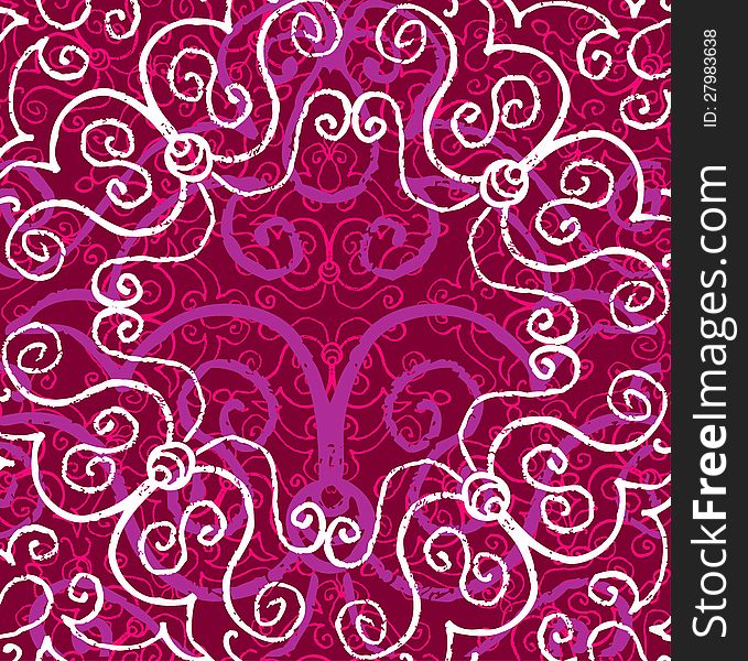 The abstract white and purple pattern with mystic flowers. The abstract white and purple pattern with mystic flowers