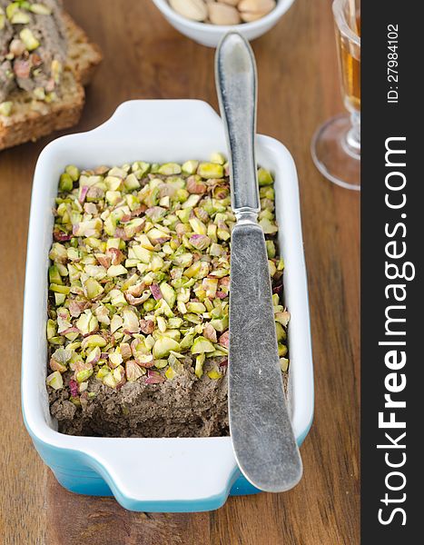 Chicken liver pate with pistachios