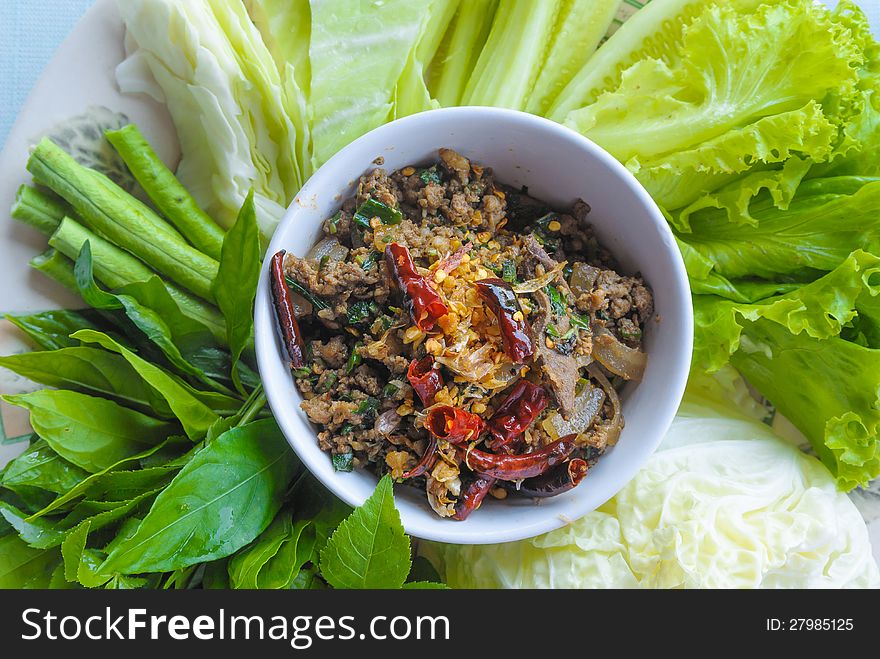 Spicy Minced Pork Chop Salad