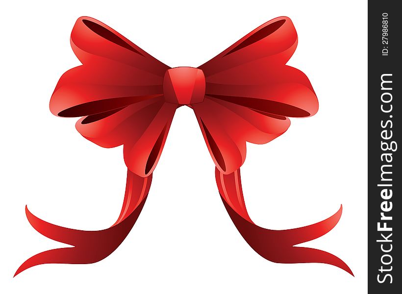 Illustration of big red holiday bow on white background. Illustration of big red holiday bow on white background