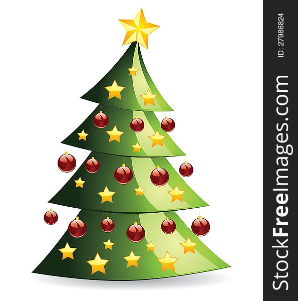 Illustration of decorated abstract Christmas tree on white background. Illustration of decorated abstract Christmas tree on white background.