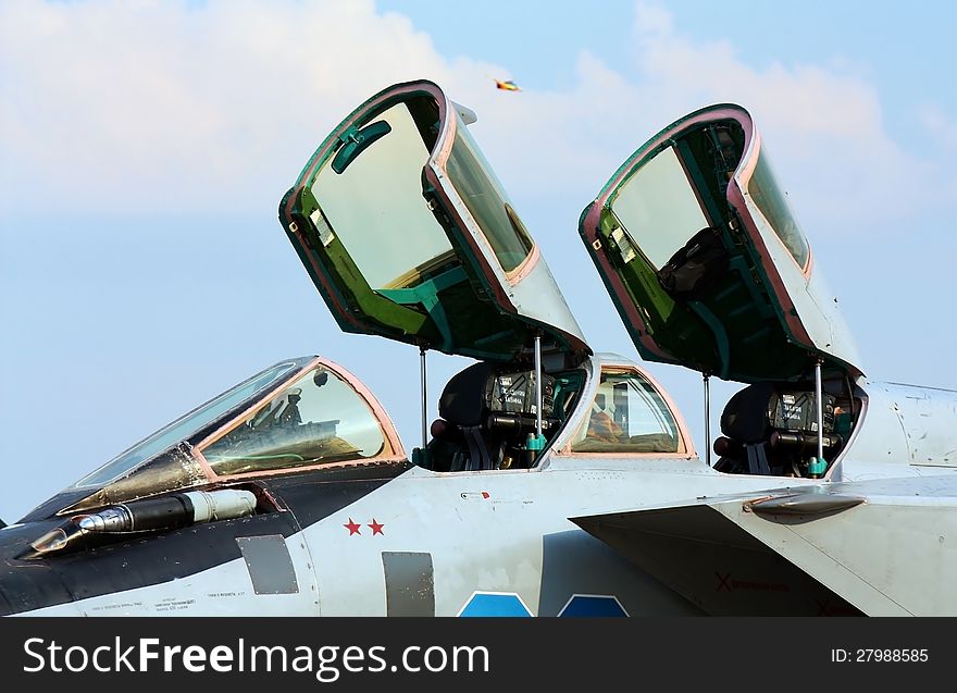 Double cabin of the fourth-generation fighter made in Russia. Double cabin of the fourth-generation fighter made in Russia