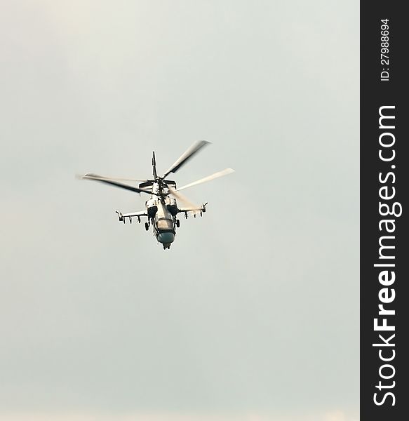 Combat helicopter in flight