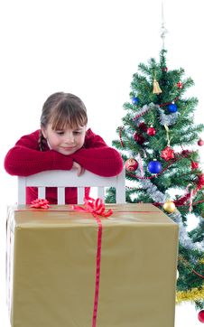 Curious About Xmas Present Stock Image Curious About Xmas Present Stock Image