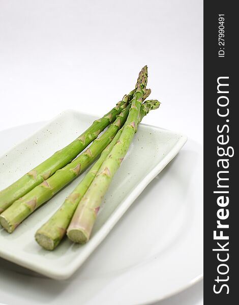 Asparagus on the white background