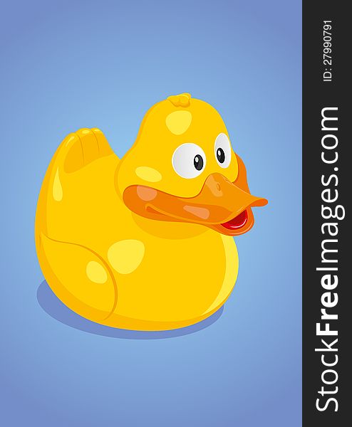 Yellow bath duck on a blue background. Yellow bath duck on a blue background