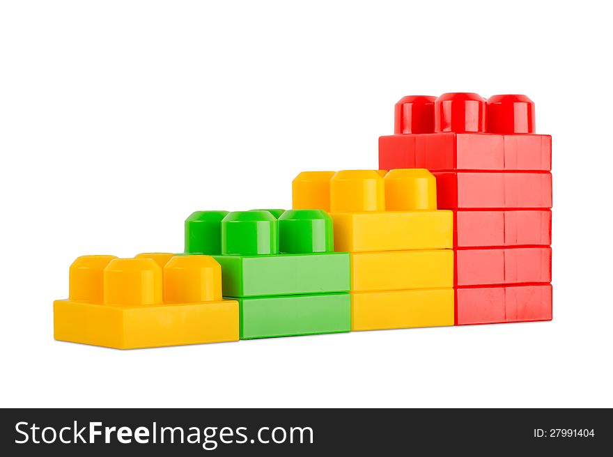 Colorful toy cubes on white