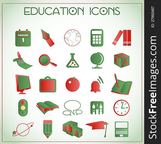 Vector illustration of education icons and signs set