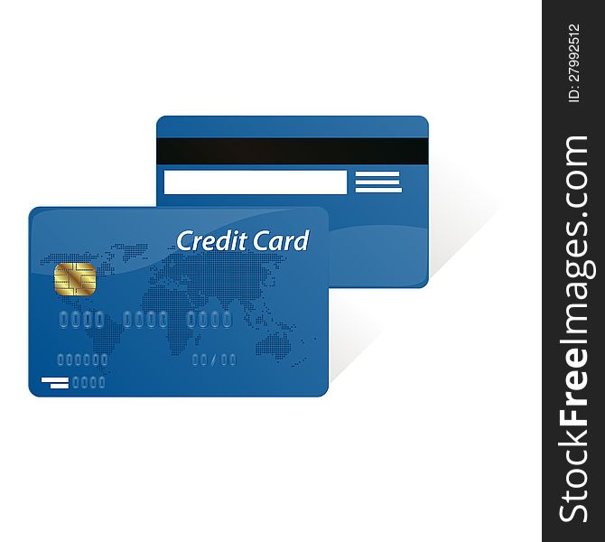 Realistic vector credit cards on white background