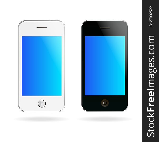 Realistic vector touch phones on white background