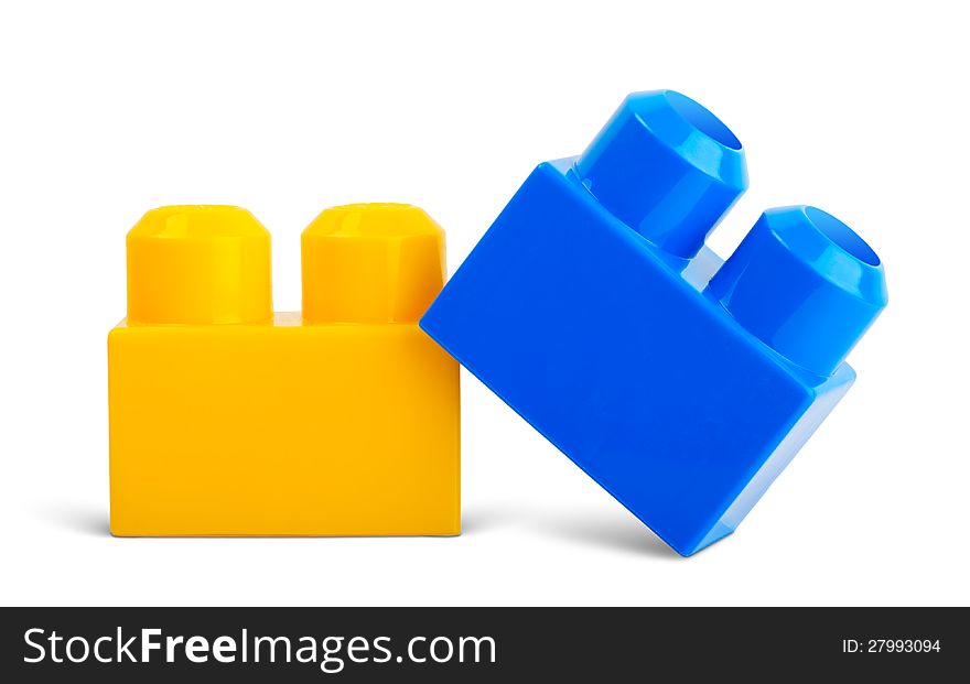 Baby toy plastic blocks on white