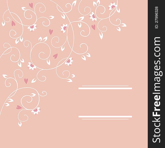Vector delicate background with flowers and hearts