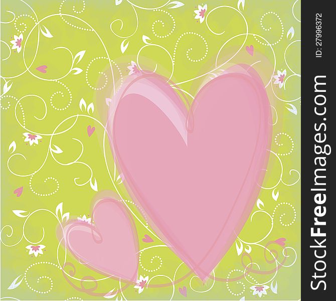 Background With Flowers And Hearts
