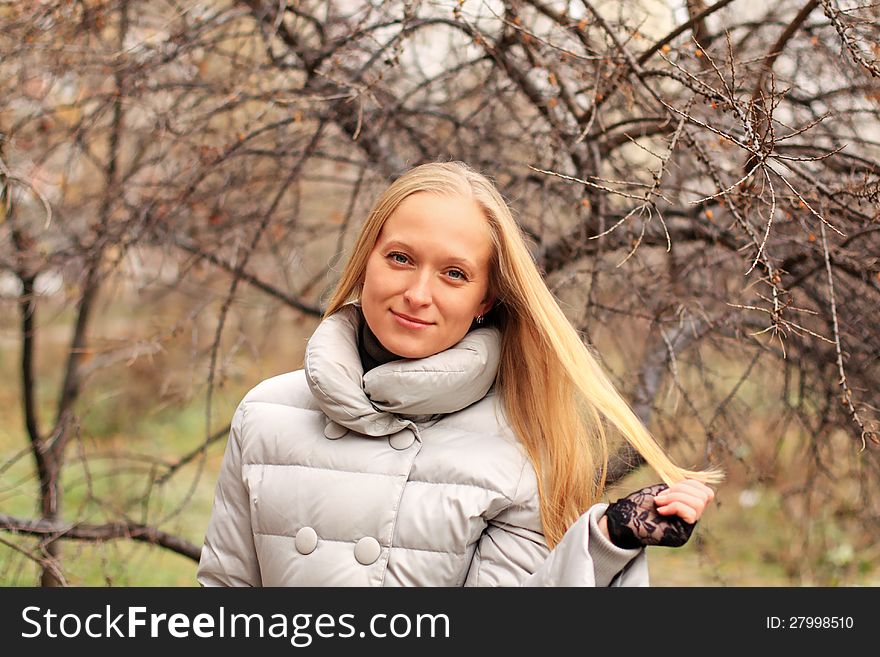 Spring portrait of the beautiful blonde woman