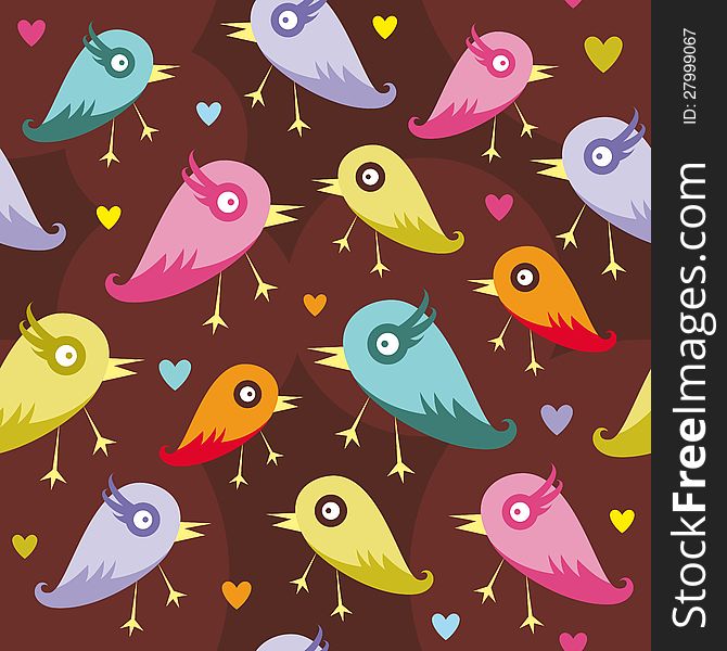 Vector seamless background with birds. Vector seamless background with birds