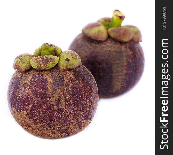 Mangosteen on white background, Tropical fruit in Thailand