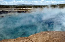 Excelsior Geyser And Tourists On Boardwalk Stock Image Excelsior Geyser And Tourists On Boardwalk Stock Image
