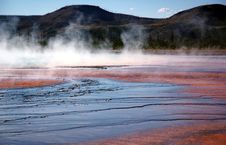 Grand Prismatic Hot Spring Mud Flats & Hill Royalty Free Stock Images