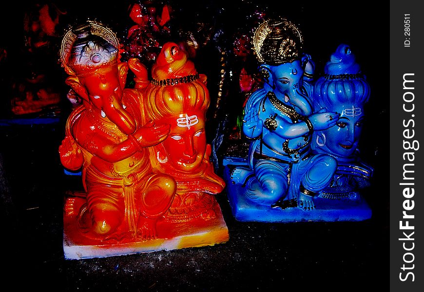 TWO GANAPATIS-THE ANCIENT ART OF HANDMADE HINDU ELEPHANT GODS. TWO GANAPATIS-THE ANCIENT ART OF HANDMADE HINDU ELEPHANT GODS