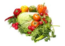 Fresh Tasty Vegetables Isolated On White Royalty Free Stock Photos