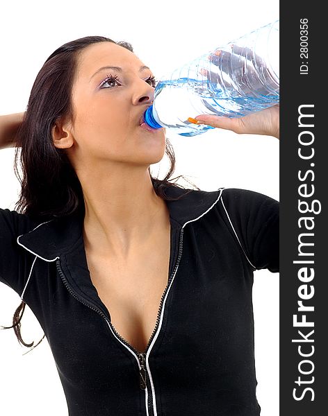 Fitness woman  drinking water