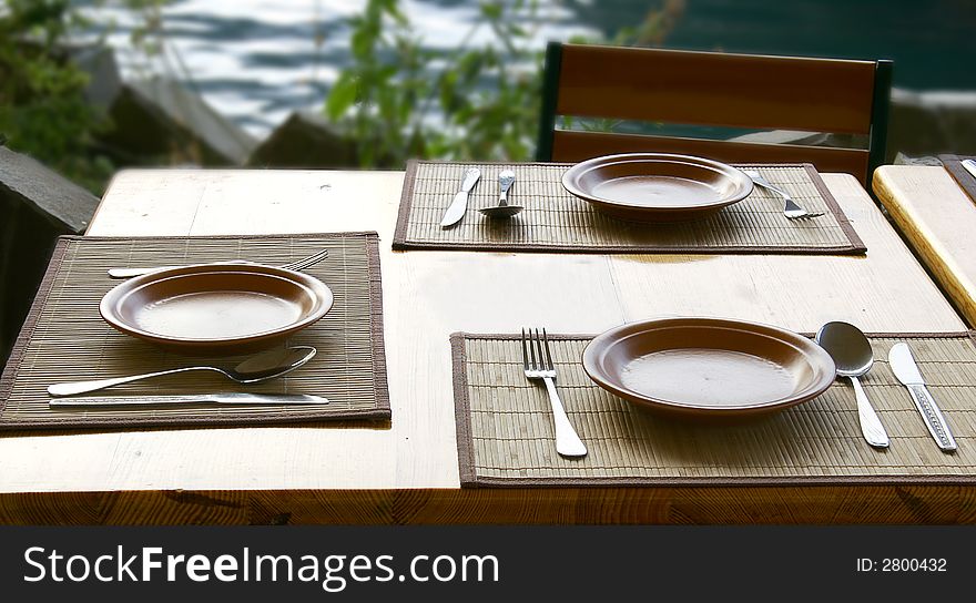 Close up of tableware served for mealtime