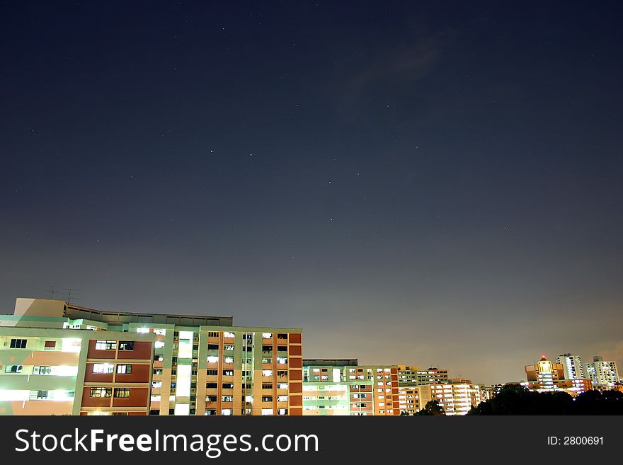 Southern sky over singapore residential area