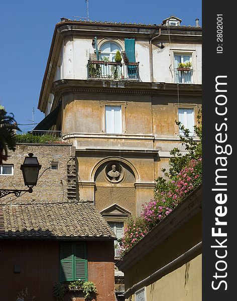 Rome italy street scene residential  architecture cityscape. Rome italy street scene residential  architecture cityscape