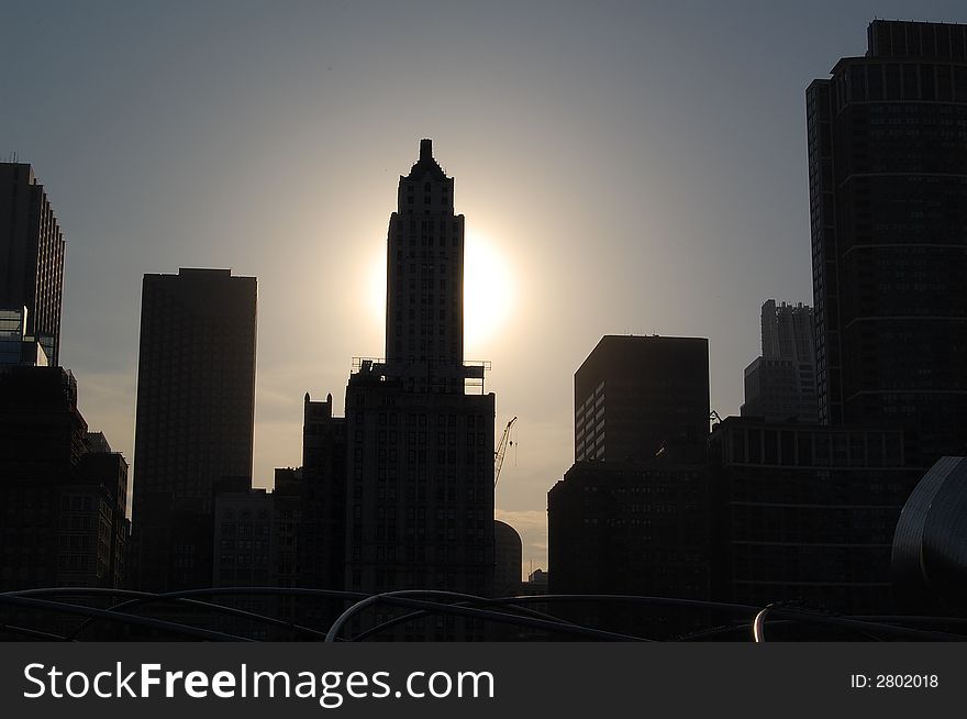 Sun setting in downtown Chicago. Sun setting in downtown Chicago