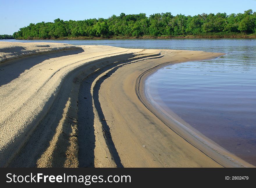 Extrange sand forms in the river shore