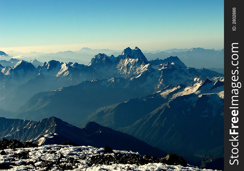 Photo made on Caucasus. From top Elbrus East. Photo made on Caucasus. From top Elbrus East