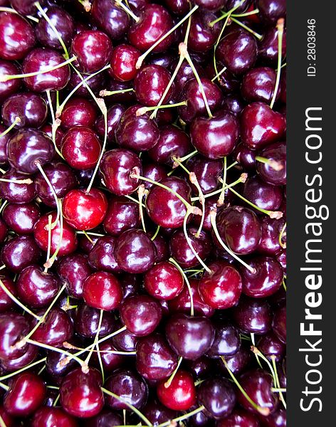 Fresh cherries red at a farmers market