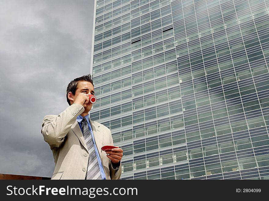 Businessman Drinking Coffee