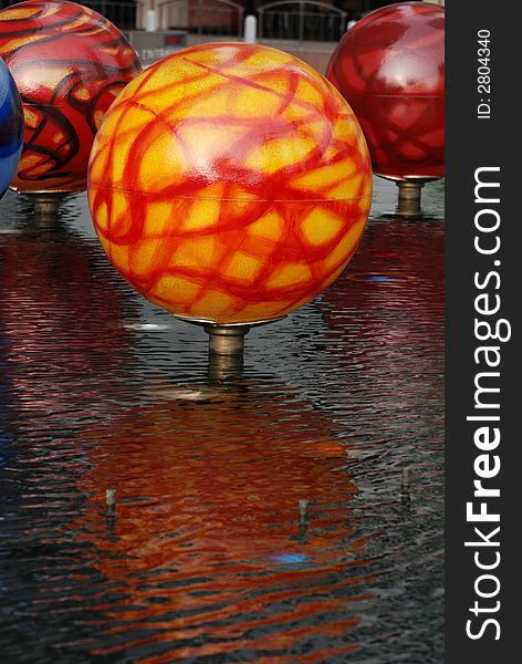 Colorful lighting balls in the ponds