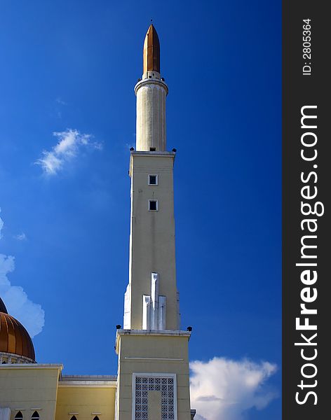 Beautiful mosque image on the blue sky background