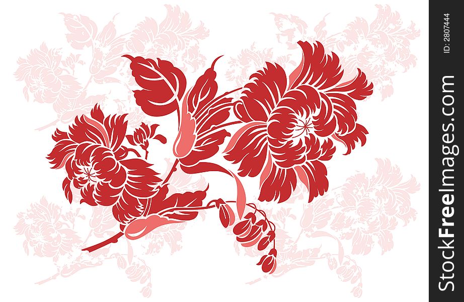 Classical China Flower design element with grunge. Classical China Flower design element with grunge