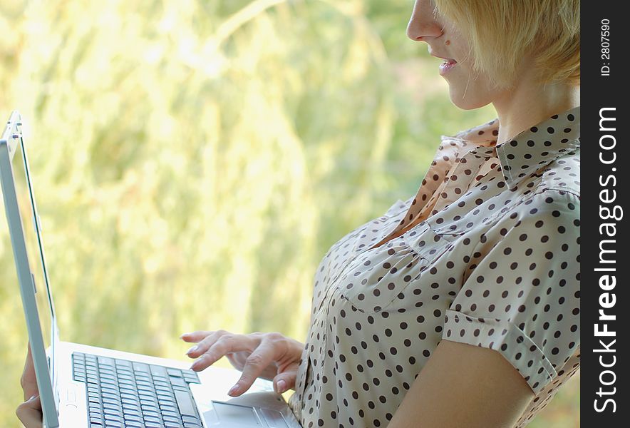 A nice Woman with Laptop