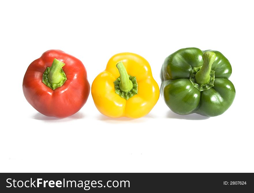 Close up of green red and yellow bellpeppers. Close up of green red and yellow bellpeppers