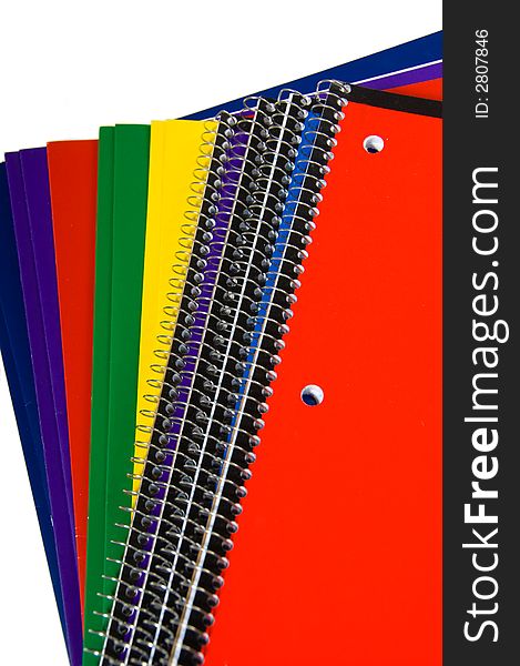New colorful school supplies on white background. New colorful school supplies on white background