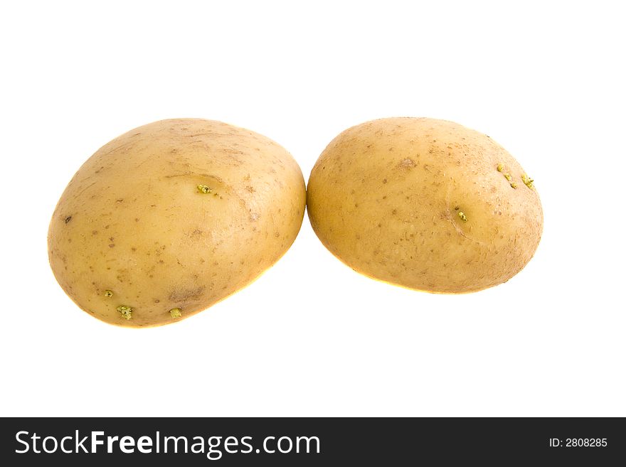 Photo of two potatoes isolated